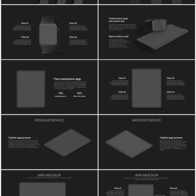 深色手机电脑设备实体模型PPT元素素材Devices dark