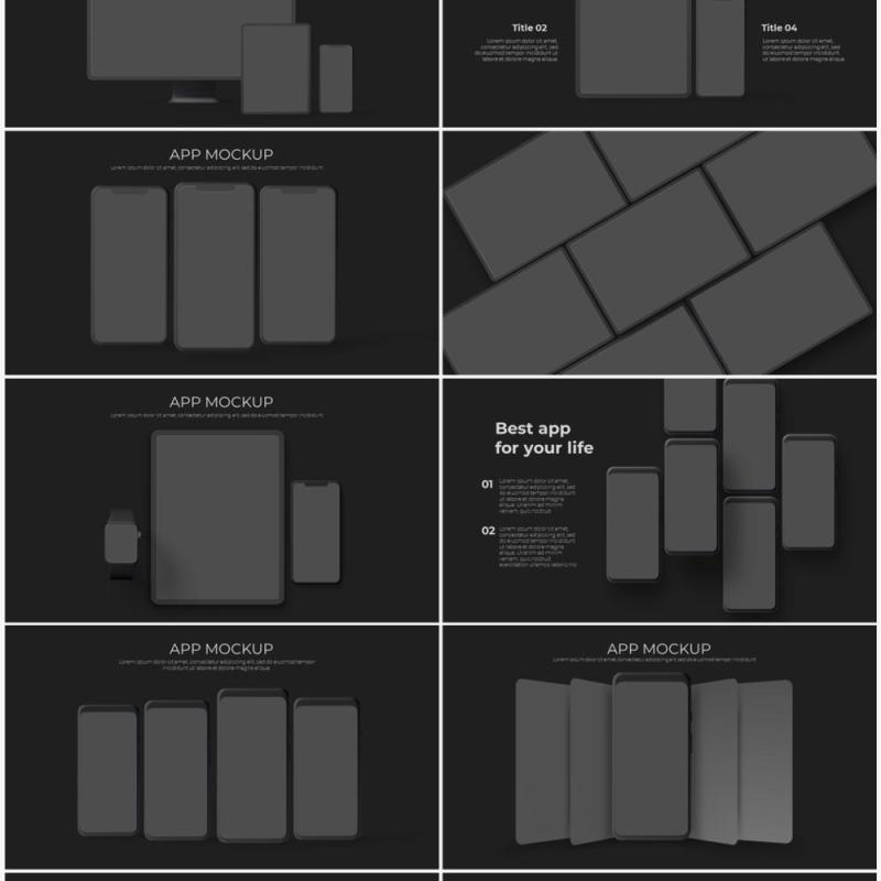 深色手机电脑设备实体模型PPT元素素材Devices dark