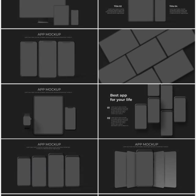 深色手机电脑设备实体模型PPT元素素材Devices dark