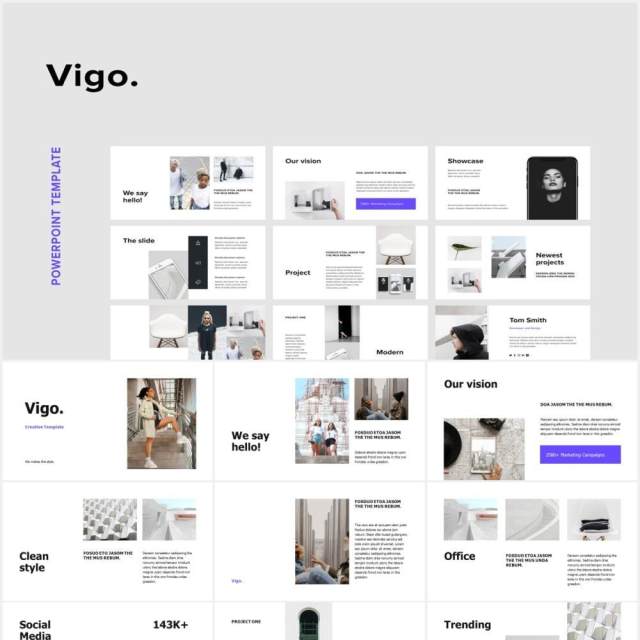 简约图文展示宣传报告PPT模板VIGO - Powerpoint Template