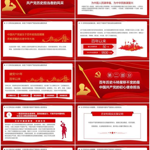 红色大气争做堪当历史重任的新时代党员PPT模板 红色大气争做堪当历史重任的新时代党员PPT模板
