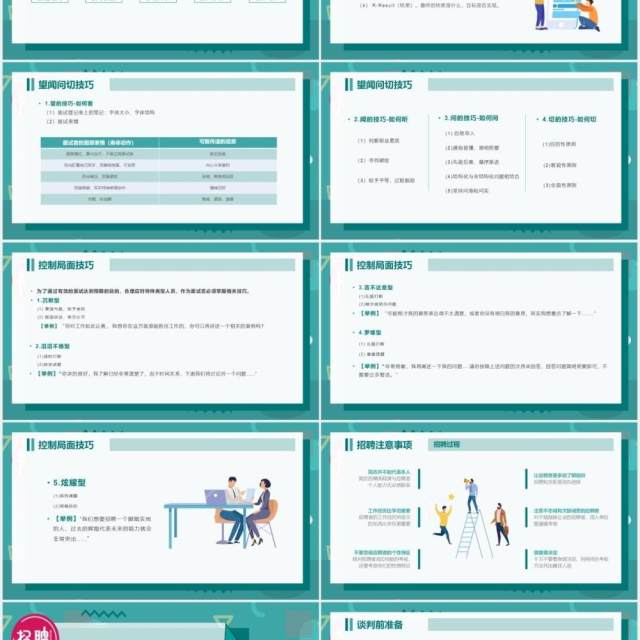 简约绿色企业HR招聘面试技巧培训课件PPT模板