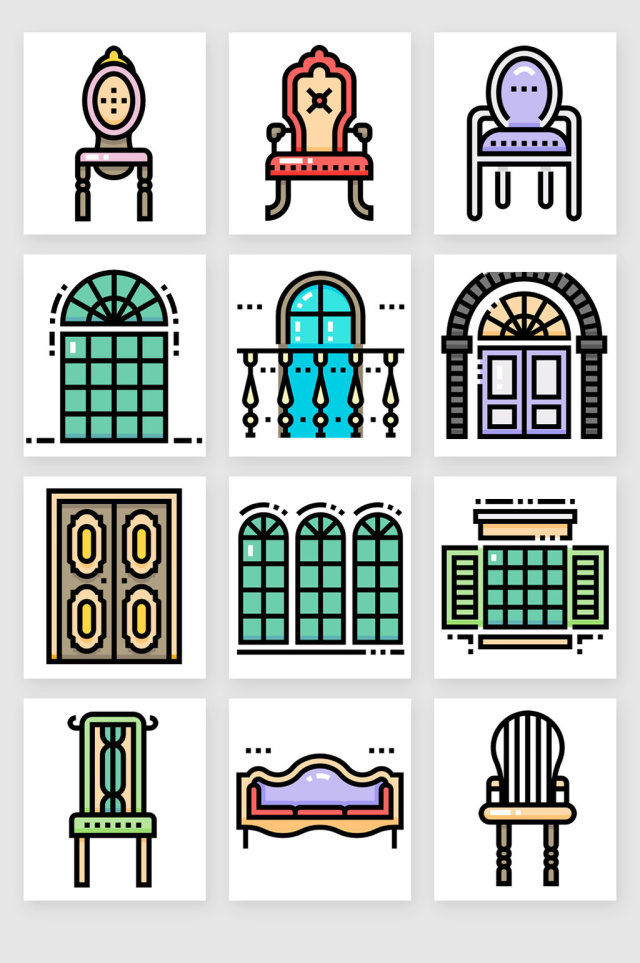 欧式复古家居家具装饰图标矢量素材4