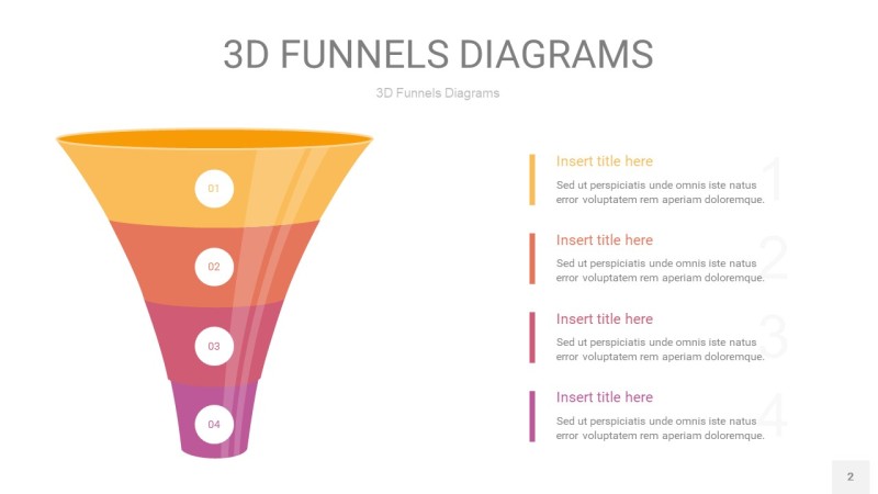 橙色系3D漏斗PPT信息图表2