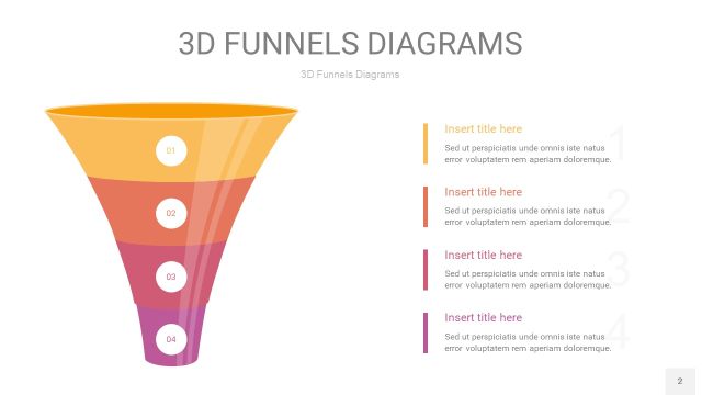 橙色系3D漏斗PPT信息图表2