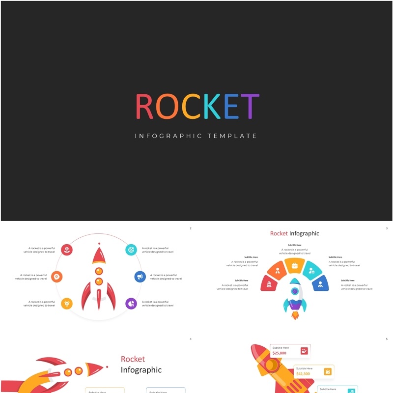 创意火箭信息图PPT模板Rocket Infographics ppt