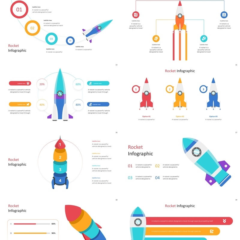 创意火箭信息图PPT模板Rocket Infographics ppt