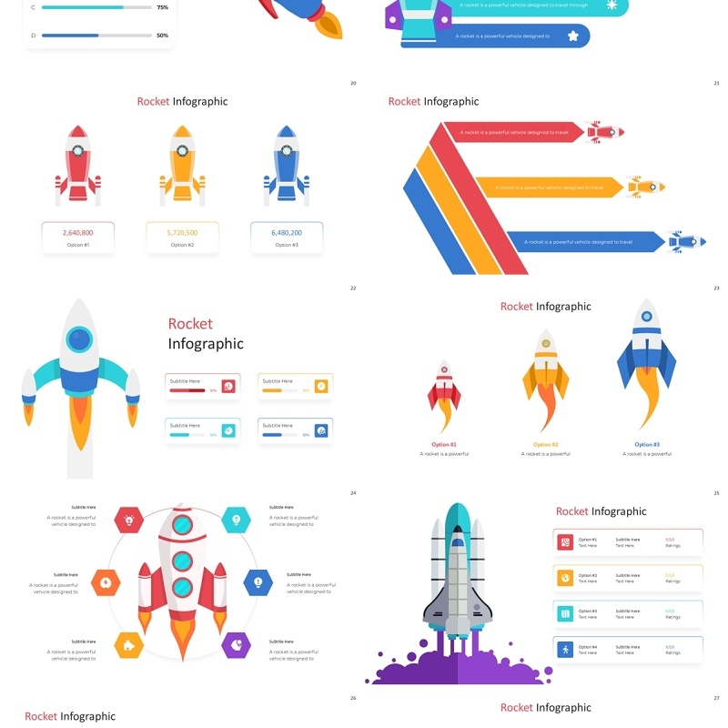 创意火箭信息图PPT模板Rocket Infographics ppt