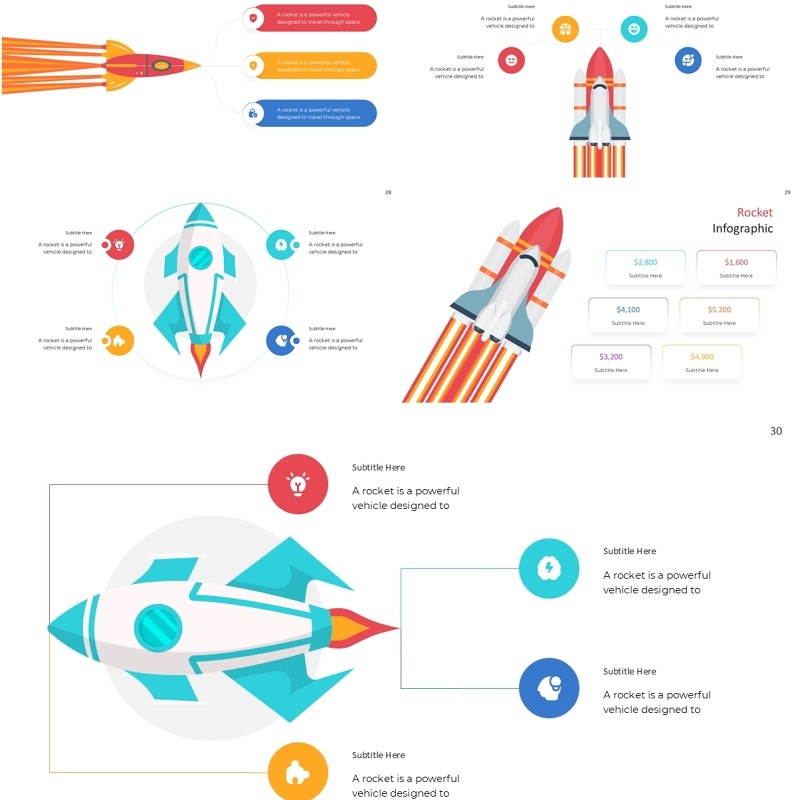 创意火箭信息图PPT模板Rocket Infographics ppt