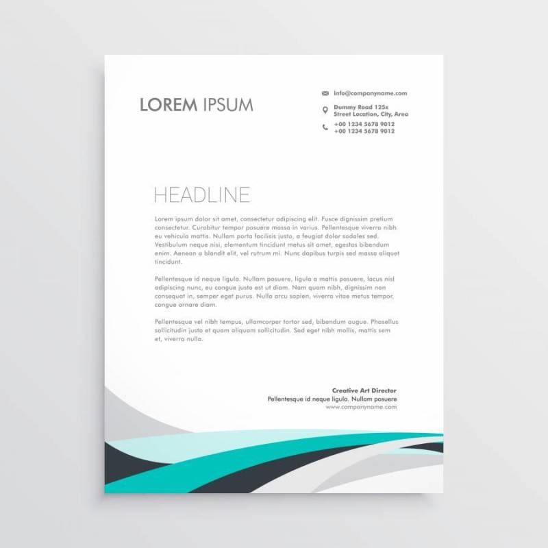 现代信笺矢量设计模板与蓝色波浪形状