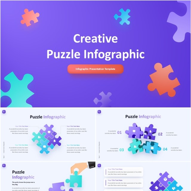 创意拼图信息图表PPT模板Creative Puzzle Infographic (Light)