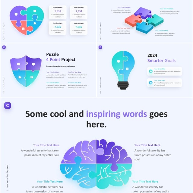 创意拼图信息图表PPT模板Creative Puzzle Infographic (Light)