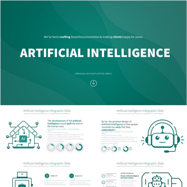 AI人工智能信息图PPT模板Artificial intelligence - Color 01 (Teal)