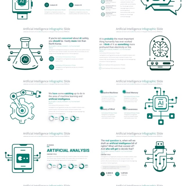 AI人工智能信息图PPT模板Artificial intelligence - Color 01 (Teal)