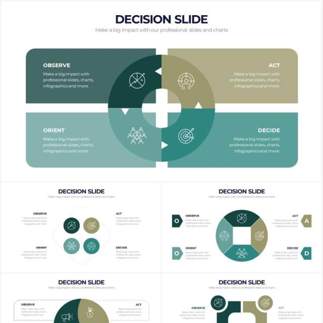 绿色项目管理对比关系决策PPT信息图表Decision Powerpoint Infographics