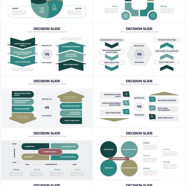 绿色项目管理对比关系决策PPT信息图表Decision Powerpoint Infographics