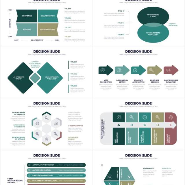 绿色项目管理对比关系决策PPT信息图表Decision Powerpoint Infographics