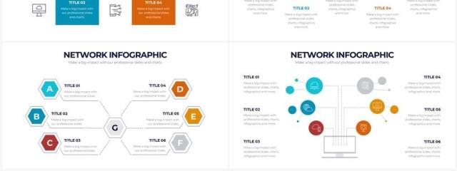 网络信息连接关系图形结构PPT素材Network Powerpoint Infographics