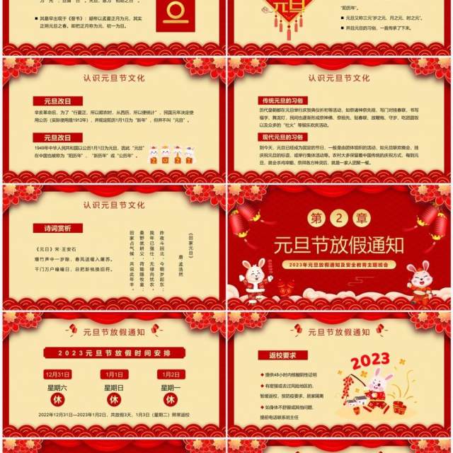 红色喜庆中国风元旦假期安全教育PPT模板 红色喜庆中国风元旦假期安全教育PPT模板