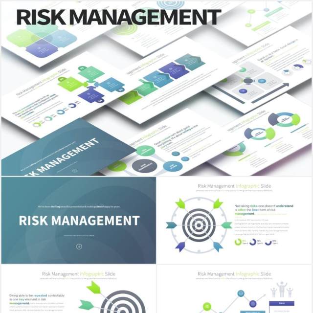 12套颜色商业公司风险管理金融管控可视化PPT信息图表素材Risk Management - PowerPoint Infographics Slides