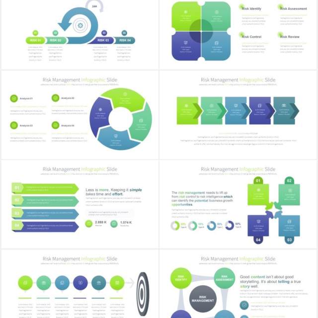 12套颜色商业公司风险管理金融管控可视化PPT信息图表素材Risk Management - PowerPoint Infographics Slides