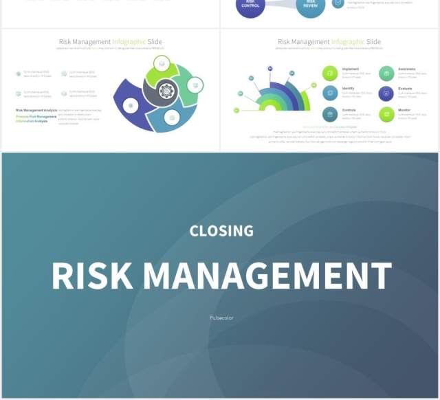 12套颜色商业公司风险管理金融管控可视化PPT信息图表素材Risk Management - PowerPoint Infographics Slides