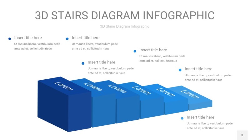 渐变蓝色3D阶梯PPT图表3