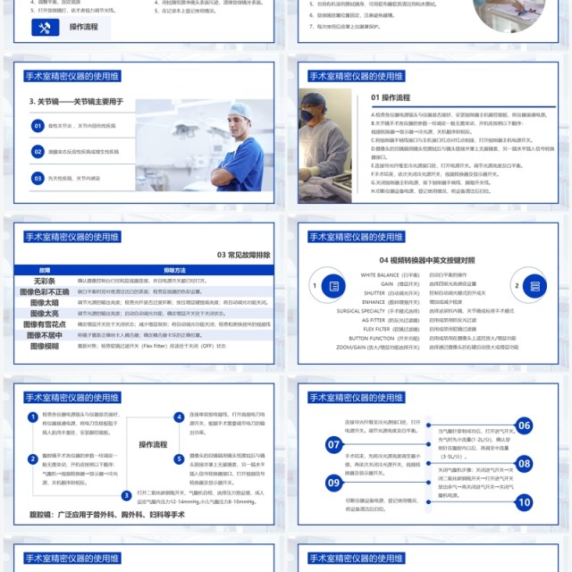 蓝色简约风手术室仪器设备管理PPT模板