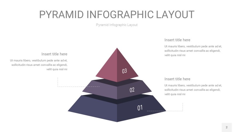中紫色3D金字塔PPT信息图表2