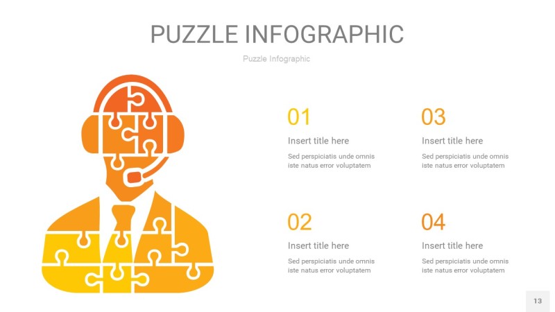 黄色拼图PPT图表13
