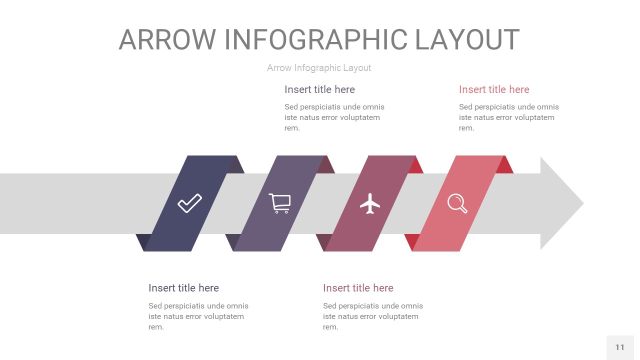 中紫色箭头PPT信息图表11