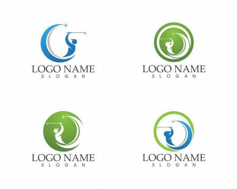 高尔夫球人挥动徽标设计矢量