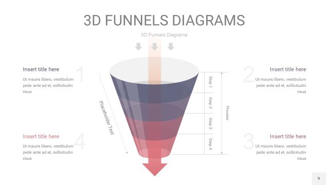 中紫色3D漏斗PPT信息图表9