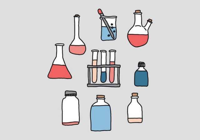 科学烧杯涂鸦矢量