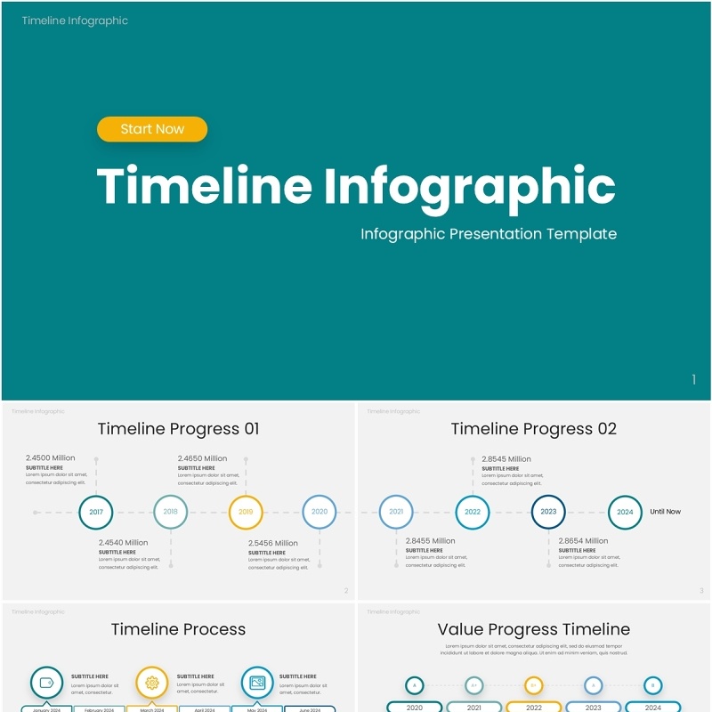 时间轴PPT图表模板Timeline Infographic - Infographic Presentation Template
