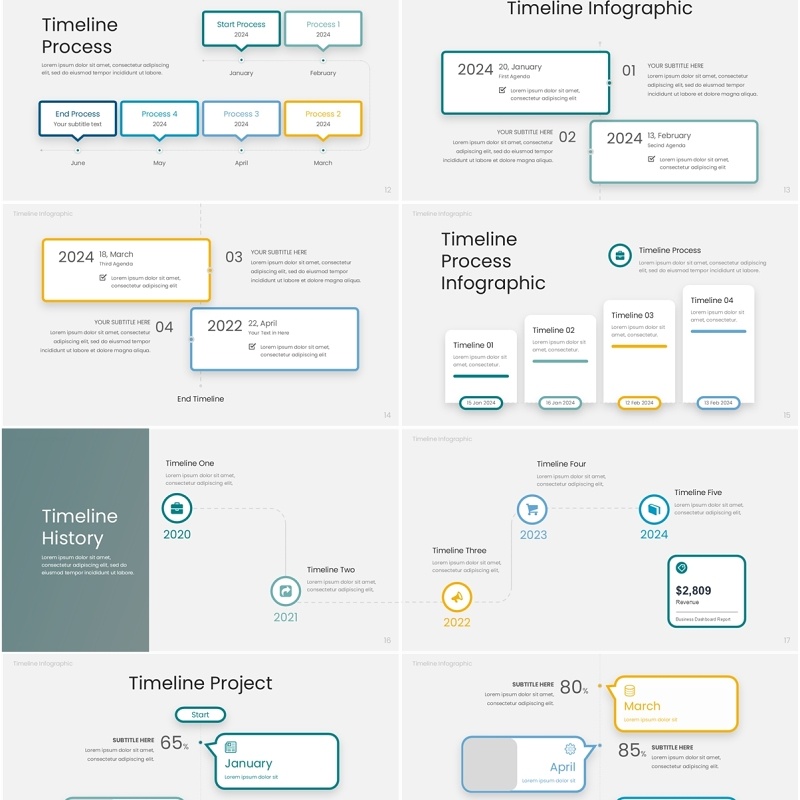 时间轴PPT图表模板Timeline Infographic - Infographic Presentation Template