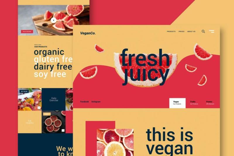 生鲜食品网站UI界面设计PSD模板fresh food website