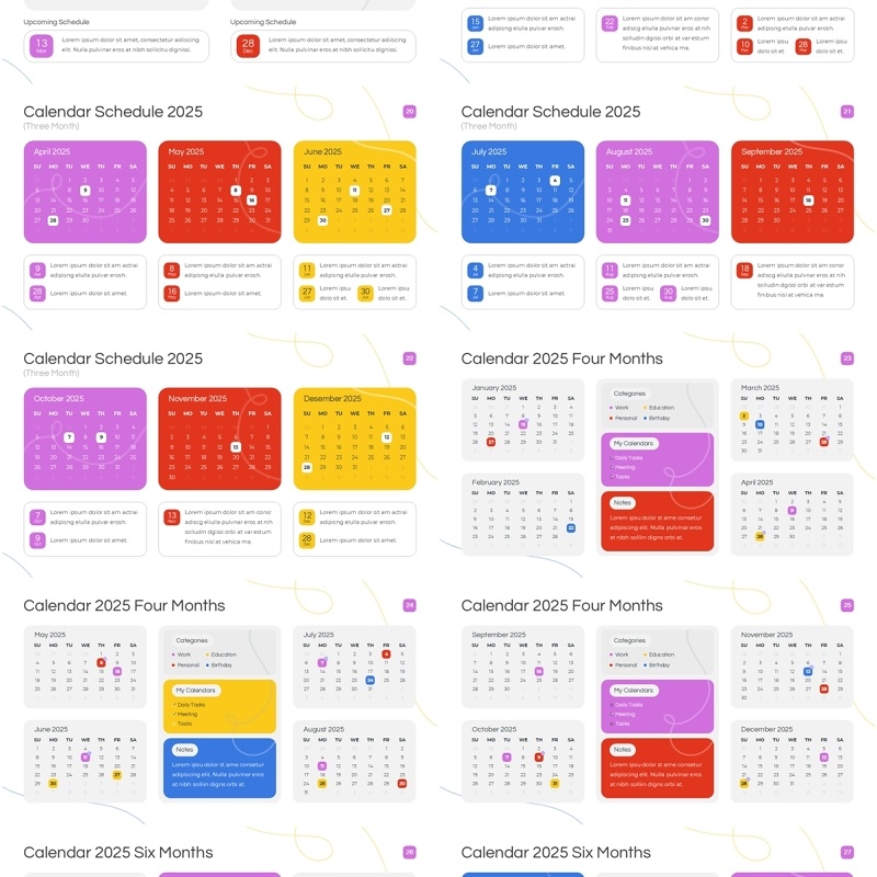 2025年日历日程表PPT模板Widescreen - Multicolor 1 Light