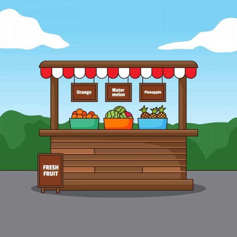 新鲜水果木摊位图