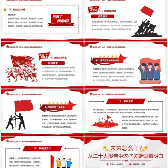 红色简约风二十大报告未来怎么干党课学习PPT模板 红色简约风二十大报告未来怎么干党课学习PPT模板