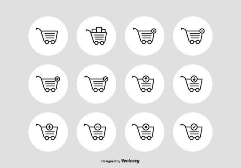 超市购物车矢量轮廓图标