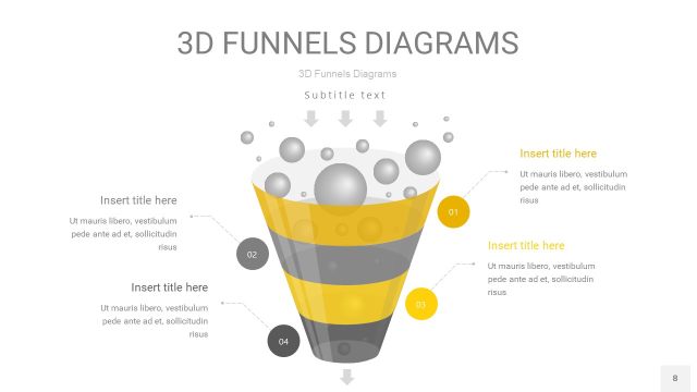 黄灰色3D漏斗PPT信息图表8