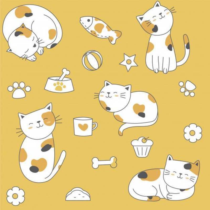 Cute baby cat seamless pattern