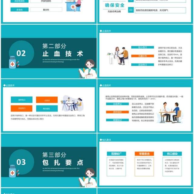 现场救护外伤急救包扎技术动态PPT模板