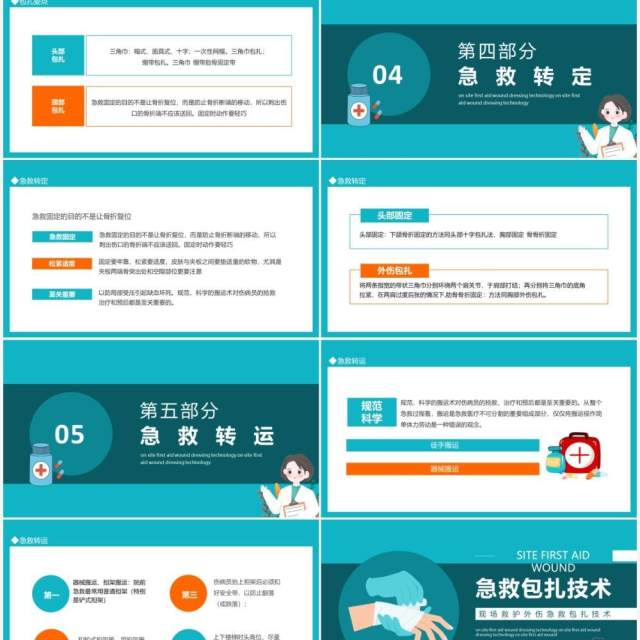 现场救护外伤急救包扎技术动态PPT模板