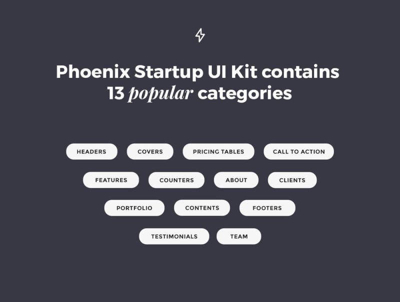 准备使用HTML5组件的大量收藏，Phoenix Startup UI Kit Pro