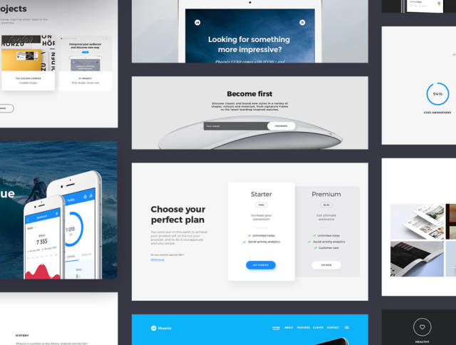 准备使用HTML5组件的大量收藏，Phoenix Startup UI Kit Pro