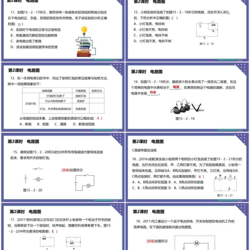 部编版九年级物理全册电路图课件PPT模板