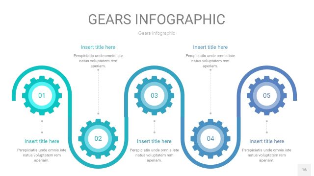 蓝绿色齿轮PPT信息图16