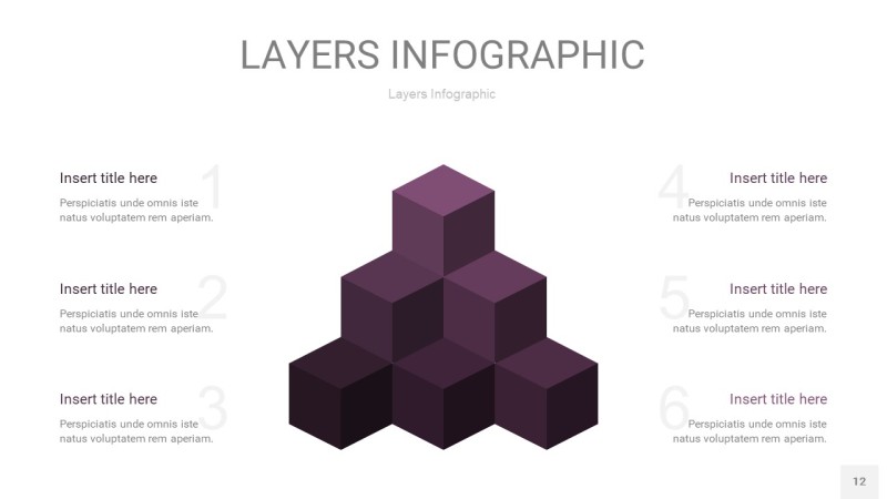 深紫色3D分层PPT信息图12